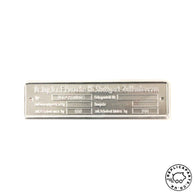 Porsche 356 A 1955-1959 Chassis Identification Tag 1500GS Replaces 00070110110 ReplicaParts.co.uk