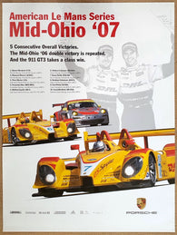 Porsche Poster American Le Mans Series Mid-Ohio '07 Genuine Factory Original