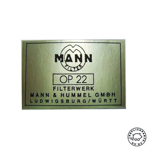 Porsche 356 early Mann oil filter canister decal 64470101113 ReplicaParts.co.uk