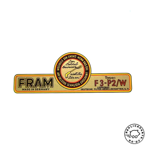 Porsche 356 All 1950-1965 Fram Oil Filter Side Decal Replaces 64470101200 ReplicaParts.co.uk