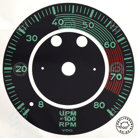 Porsche 356 A B 1955 to 1963 VDO 8000 RPM tachometer dial face sticker