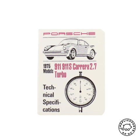 Porsche 911 S Turbo 1975 Technical Specifications Booklet WKD422320 ReplicaParts.co.uk
