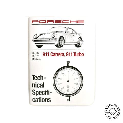 Porsche 911 Turbo Carrera 1984-87 Technical Specifications Pocket Book WKD423020 replicaparts.co.uk